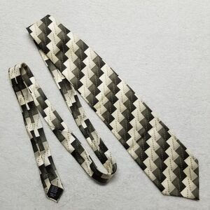 Mosaic Mens Tie Necktie 100% Silk Handmade Green Geometric